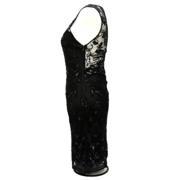 NWT Black Sequin and Mesh Sleeveless Cocktail Dress Sz Small -Poly USA by Neblon - Picture 6 of 10